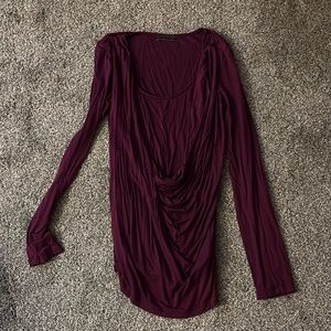 Velvet Brand Burgundy Long Sleeve Drape Top M